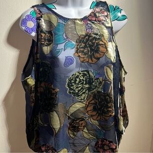 Cold Shoulder Velvet Floral Blouse